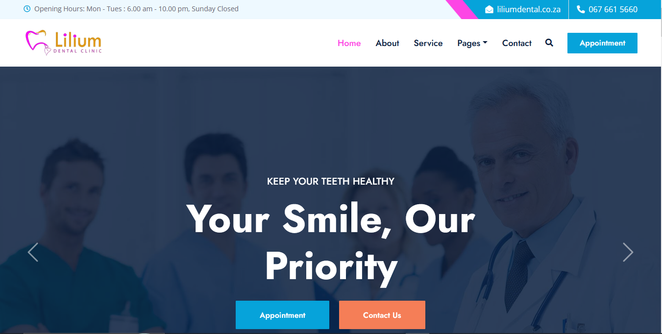 lilium dental clinic landing page - dental services